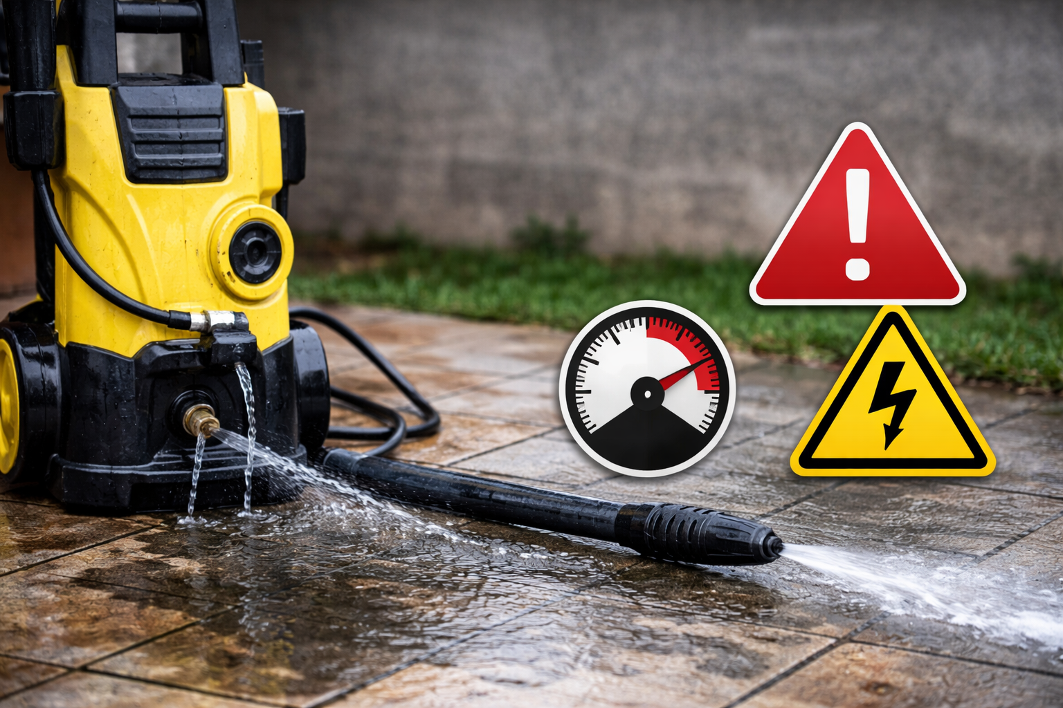 lavadora de alta pressão com problemas e vazamento de água apresentando defeito na pressão