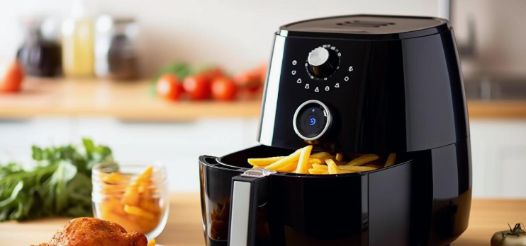 Design moderno da airfryer custo-benefício em 2026 com painel de fácil manuseio."