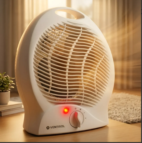 Aquecedor custo-benefíco 2026 em sala ambiente moderna, funcionando, com luz solar entrando pela janela